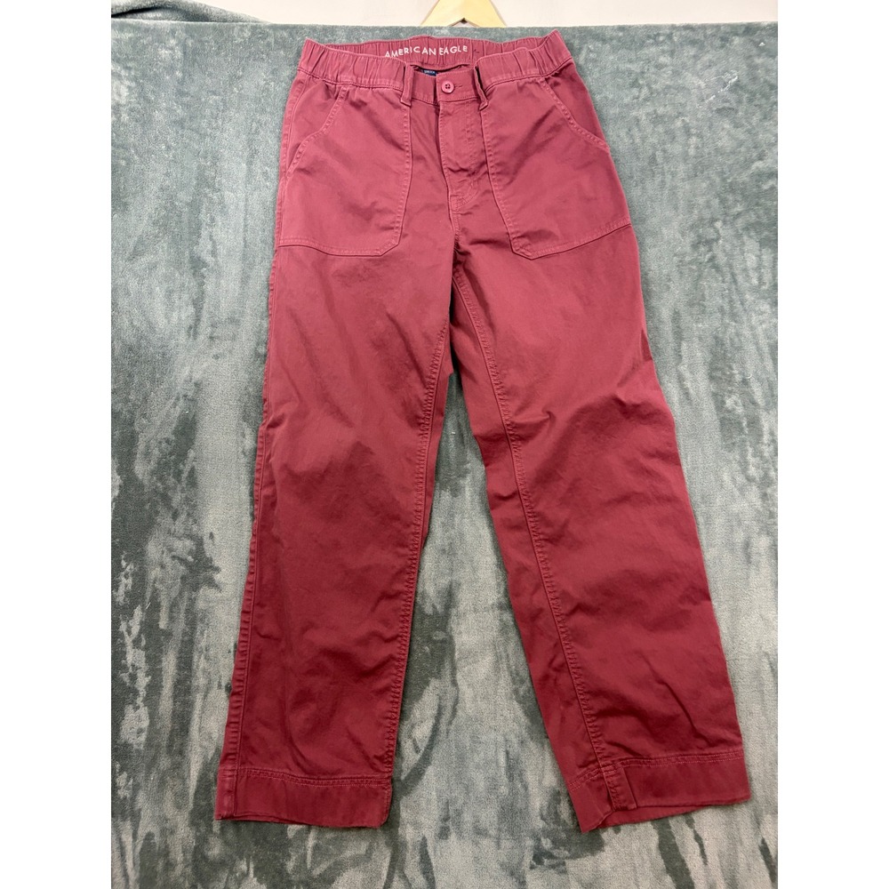 American Eagle Ex-Boyfriend Pant Womens Small Maroon Excellent Stretch Twill